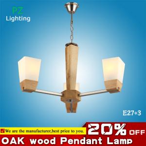 China OAK Wooden pendant lamp glass lamp shade E27 light socket 100-240V AC available CE/ROHS wholesale