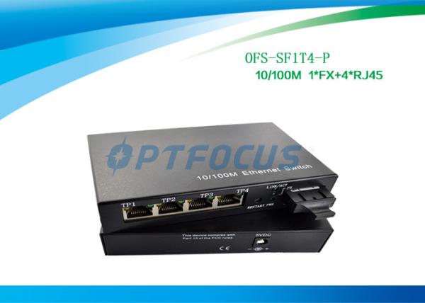 Quality DF SM 1310nm 20KM Power Over Ethernet POE 100BASE - Fx 4 Port 10 / 100BASE - Tx  SC for sale