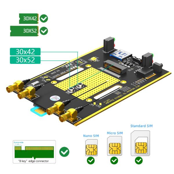 NGFF(M.2) To USB 3.0 Adapter With Dual SIM Card Slot For 3G 4G 5G Module