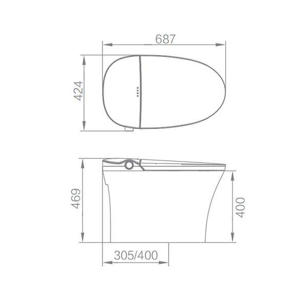 AKB1322 Modern Smart One Piece Toilet 1020w automatic water closet