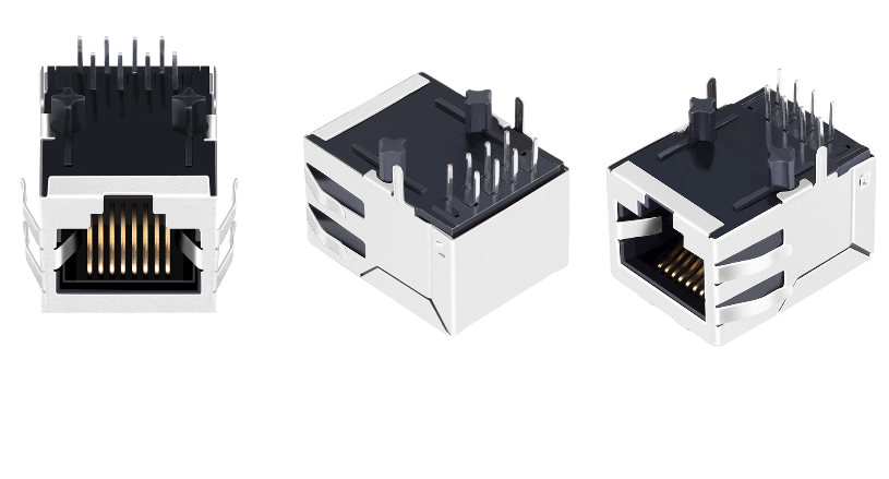 LPJ4014CNL 10/100Base-T Industrial RJ45 Magjack with EMI Tabs