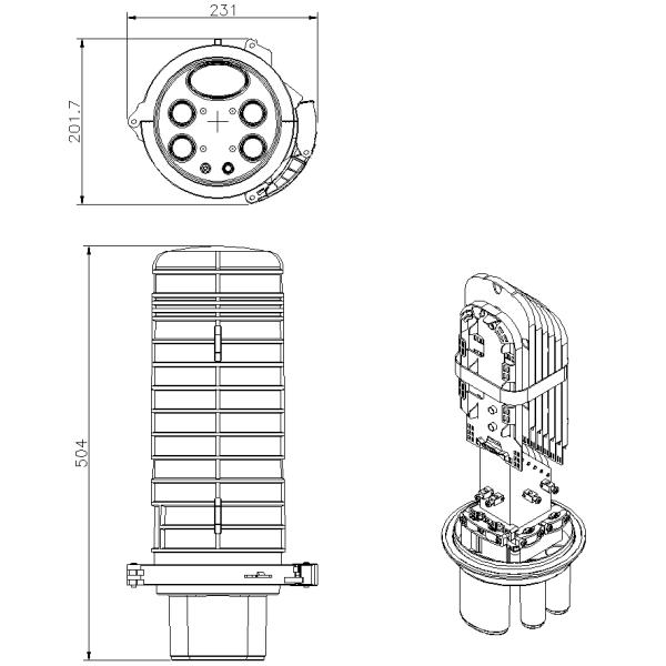 144 Cores Heat Shrinkable Sealing Fiber Optic Splice Closure 3 In 3 Out FTTH Dome Type Fiber Optic Joint Closure
