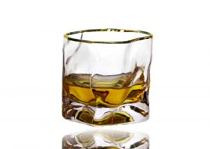 China Golden Rim Hand Blown 95mm 7 Oz Twist Whiskey Glasses Irregular Shape, Lead Free Crystal Whiskey Glasses wholesale