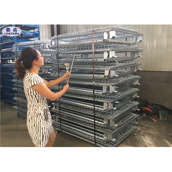 Transport Cargo Collapsible Wire Containers Hot Dipped Galvanized Stacking 4 Tiers