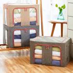 CE Cotton Linen Foldable Cloth Box Stackable Capacity 66L Practical Multipurpose