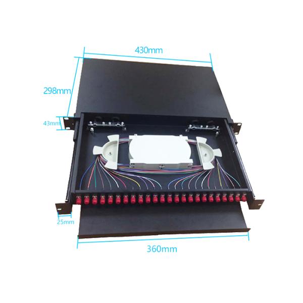 24 Port Fiber Optic Patch Panel FC 96 Cores 485 * 360 * 45MM 5 . 5Kgs