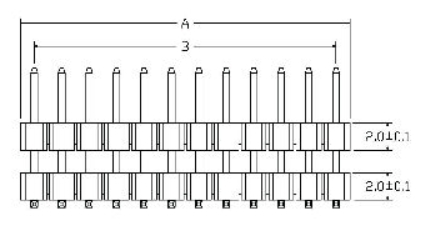 SMD Type Male Pin Header Connector 16 Pins Dual Row Current Rating 2.0 AMP