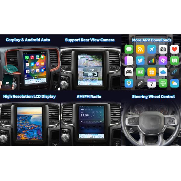 VIKNAV Wireless Car 1500 for Dodge Ram Radio Upgrade 2014 2015 2016 2017 10.4 Inch