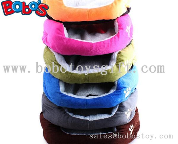 Quality Colorful Warm Plush Material Pet Bed Puppy Dot Cat Bed With Paw Embroidery for sale