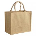 Foldable Jute Shopping Tote Bag / Reusable Market Bags With Cotton Handles