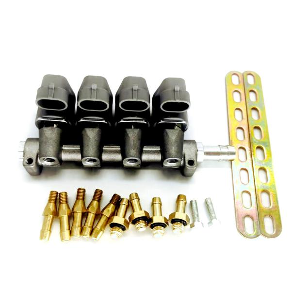 High Performance 4 Cylinder Grey LPG CNG Injector Rail For Fuel Gas Injection