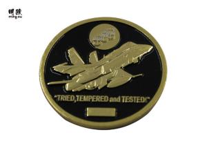 Plane Design Custom Challenge Coins With Black Soft Enamel Fill