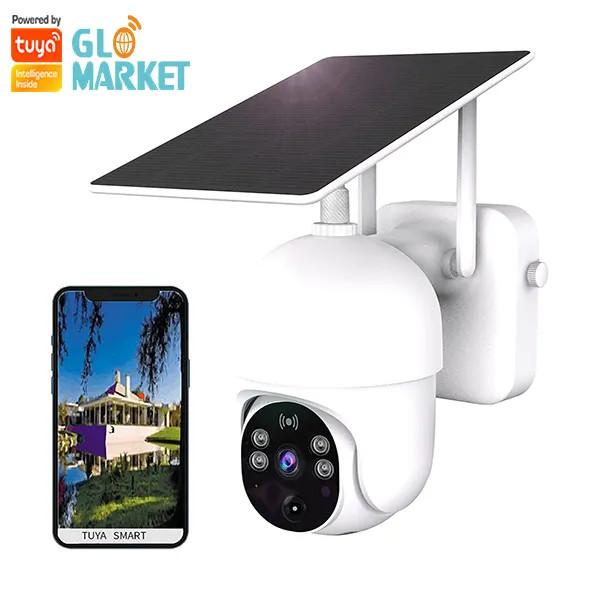Quality Solar Power Tuya Smart Camera 1080P HD Two Way Voice Intercom PIR Motion Detection Camera for sale