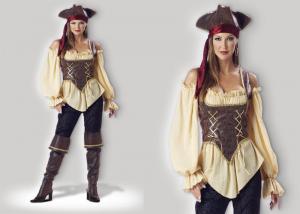 China Rustic Pirate Lady 1024  Halloween Adult Costumes Brown Yellow Red Mixed Color wholesale