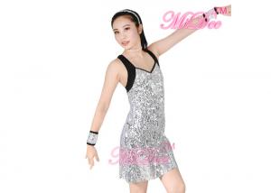 China Camisole Full Silver Sequined A-line Latin Dress Dance Costume Women wholesale