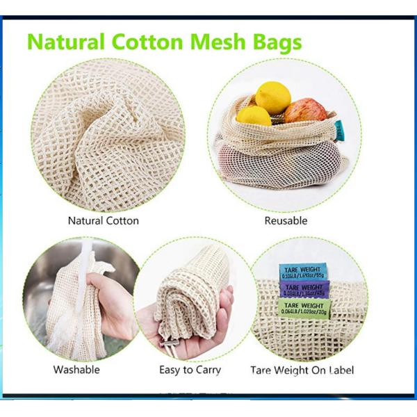 AZO Free Reusable Mesh Bag Veggie Drawstring Produce Bags Reusable