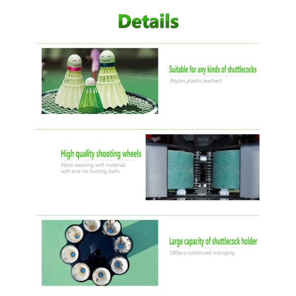 180 Balls Automatic Badminton Shoot Machine With Elevation Angle For Feeding Launching