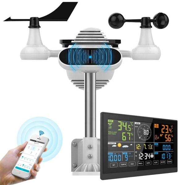 Quality High Temperature Monitoring 7 in 1 Wifi Tuya Weather Station with UVI Light Intensity for sale