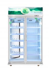 China Two Door Vertical Commercial Beverage Display Cooler With Fan Cooling wholesale