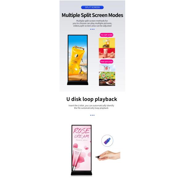 75 Standing Digital Signage Indoor Ultra-thin LCD Full Screen