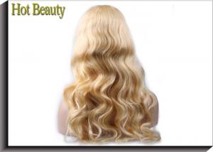 China Blonde Human Hair Full Lace Wigs , Color 613# 18 inch Hair Extensions wholesale