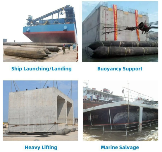 ISO 14409 Marine Inflatable Natural Rubber Airbags Black for Ship Launching Lifting