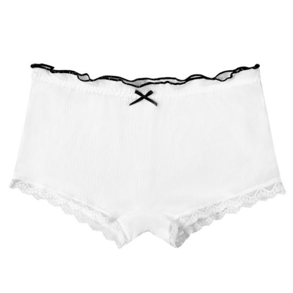 Black Womens Underwears Lace Trim Boxer Brief Mid Waist Boy Shorts Ladies' Panties