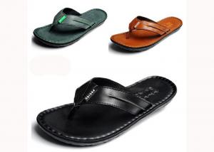 China Flip Flop Mens Leather Slippers Customized Summer Mens Designer Slip On Shoes wholesale