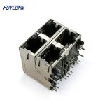 Female Right Angle RJ45 Jack Connector , PCB Double Layer RJ45 Modular Connector