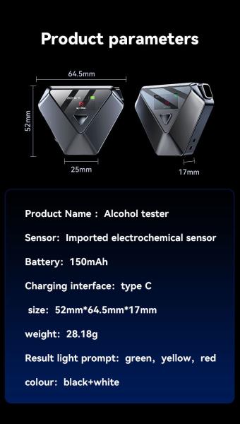 Battery Powered Portable Alcohol Breathalyzer With LCD Display Data Storage