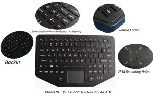 China IP65 Wireless Bluetooth Industrial Keyboard Robust ABS With Touchpad Backlit on sale