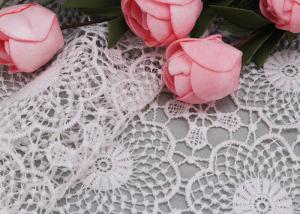 China White Water Soluble Lace , Embroidered Guipure Venice Lace Fabric For Bridal Dress wholesale