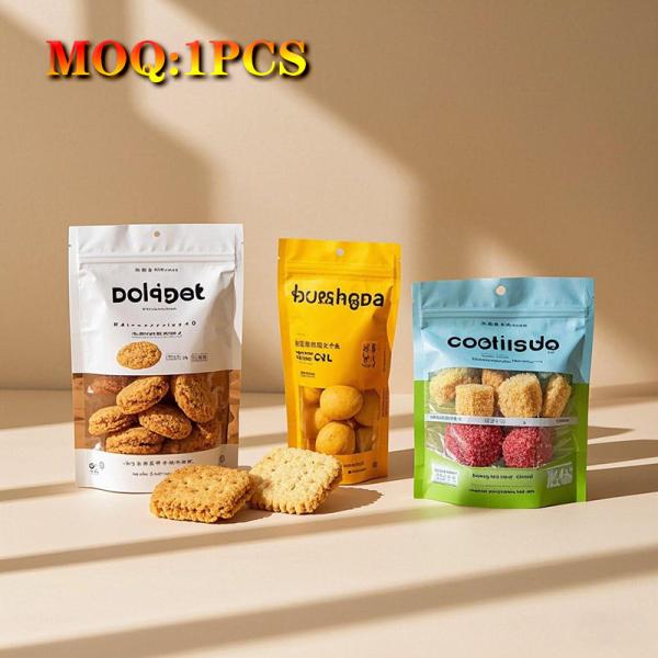 Quality Custom Printed Stand-Up Mylar Bags For Coffee  Chocolate Cookie Recyclable With Windows And Zippers for sale