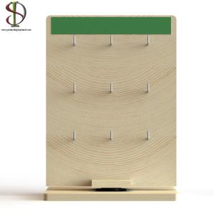 China Shop Two Sides Table OEM Rotating Display Stand With 18-24 Metal Hooks And Top Sign wholesale