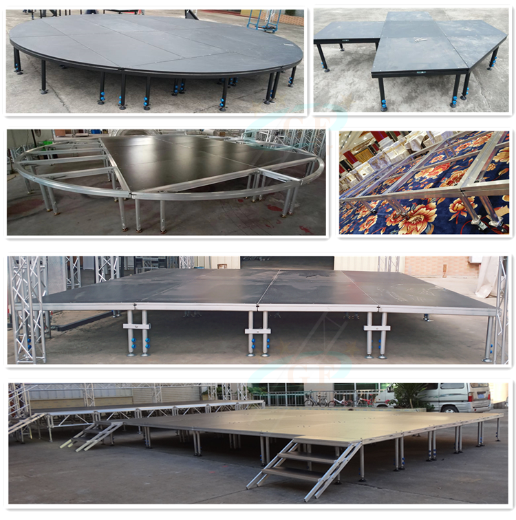 Adjustable Portable Stage Platform With Height Adjustable Riser
