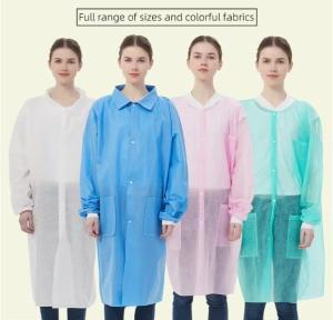 China Nonwoven PP Disposable Lab Coat with Zipper Closure and Elastic Wrist/Cuffs 125X150cm V601 wholesale
