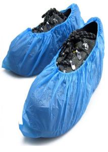 China Blue Disposable Shoe Covers 2 g - 8 g PE CPE Material With Elastic String wholesale