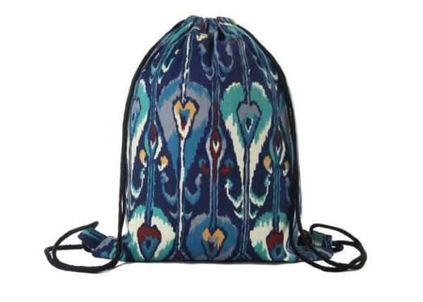 Custom Pull String Bags , Thermal Transfer Printing Canvas Drawstring Cinch