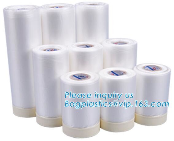 Pre-tapd paint masking film HDPE,Car paint repair masking film with tape, Hot sell masking film with adhesive tape, PAC