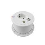 Smart Round Desktop Power Grommet Socket With 2 US Power Socket 2 Usb Charging