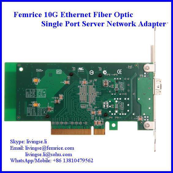 Femrice 10 Gigabit Ethernet Fiber Optic Adapter, Single Port Server Network Interface Cards, 1xSFP+ Network Adapter