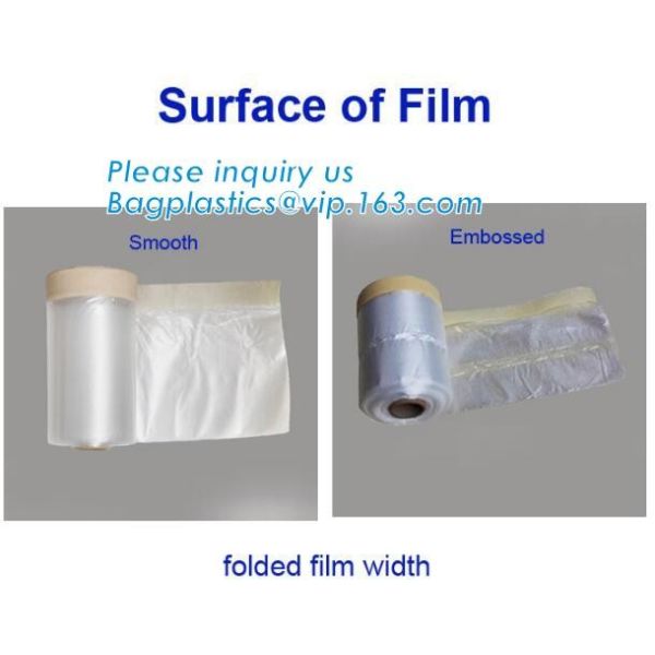 Pre-tapd paint masking film HDPE,Car paint repair masking film with tape, Hot sell masking film with adhesive tape, PAC