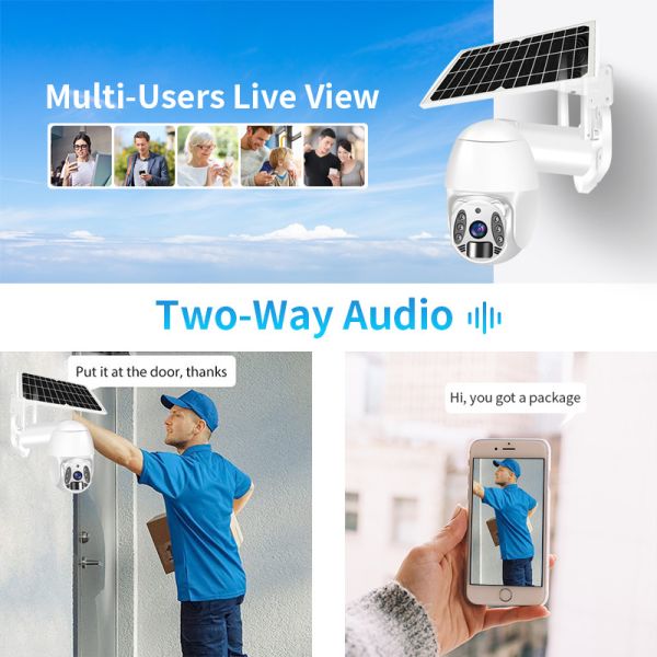 Night Vision Solar Security PTZ Camera Tuya Wifi / 4G Cloud Storage IP Camera