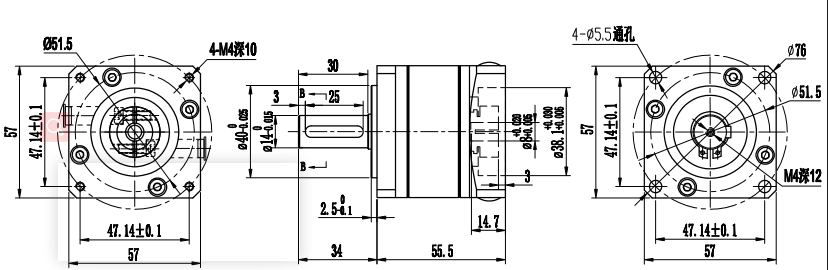 Main Material By Powder Metallurgy Planetary Gearbox High Torque