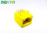 DGKYD56211118IWB1DY1022 Full Plastic PBT Yellow RJ45 Connector DIP PCB Mount