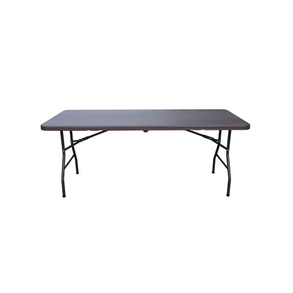 Quality Durable Plastic Rectangular Folding Table , PE Rattan Foldable Dining Table for sale