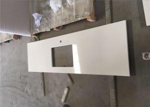 China White Quartz Prefab Stone Countertops For Restaurant Single Sink Bench Top on sale