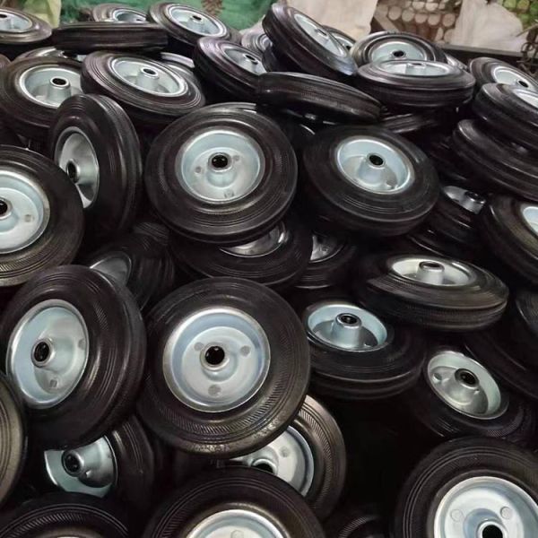 264lbs Capacity Rigid Rubber Casters 200mm Black Wheel Standard