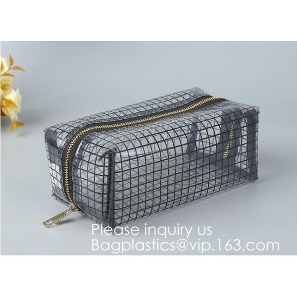 Eco ladies cosmetic bag PU leather pvc cosmetic pouch,Reusable Ladies Girls Clear Transparent PVC Cosmetic Pouch