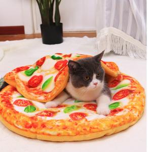 China Pizza Cat Bed Set Warm Dog Pad Winter Cat Blanket wholesale